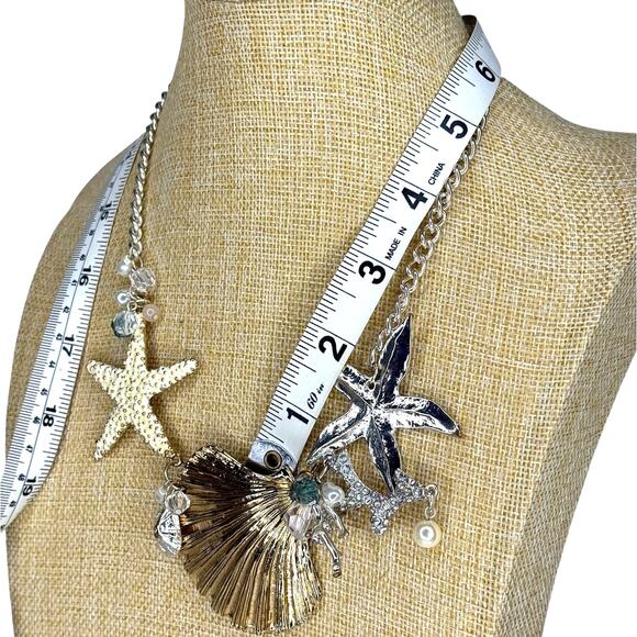 Seashell Themed Statement Necklace Oversized Shell Necklace - Picture 5 of 8